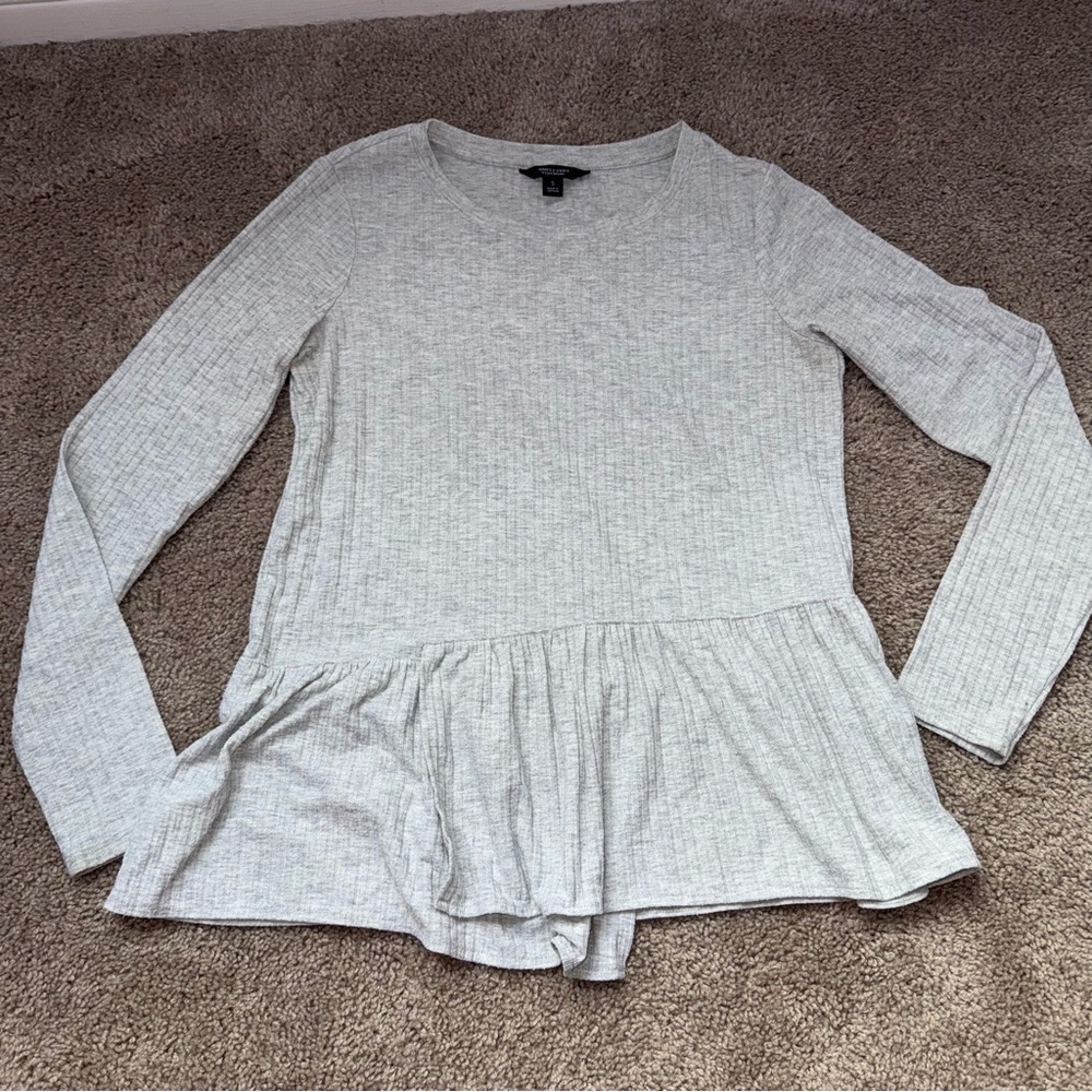Simply Vera Wang Peplum Longsleeve Top Gray Small